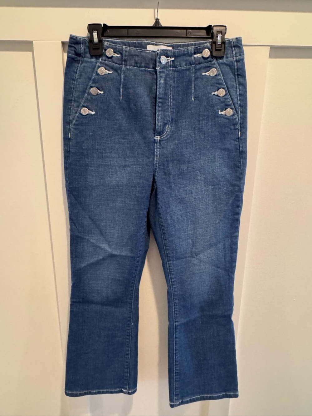 LOFT Women’s The‎ Curvy Kick Crop Sailor Nautical Style Jeans Size 6/28